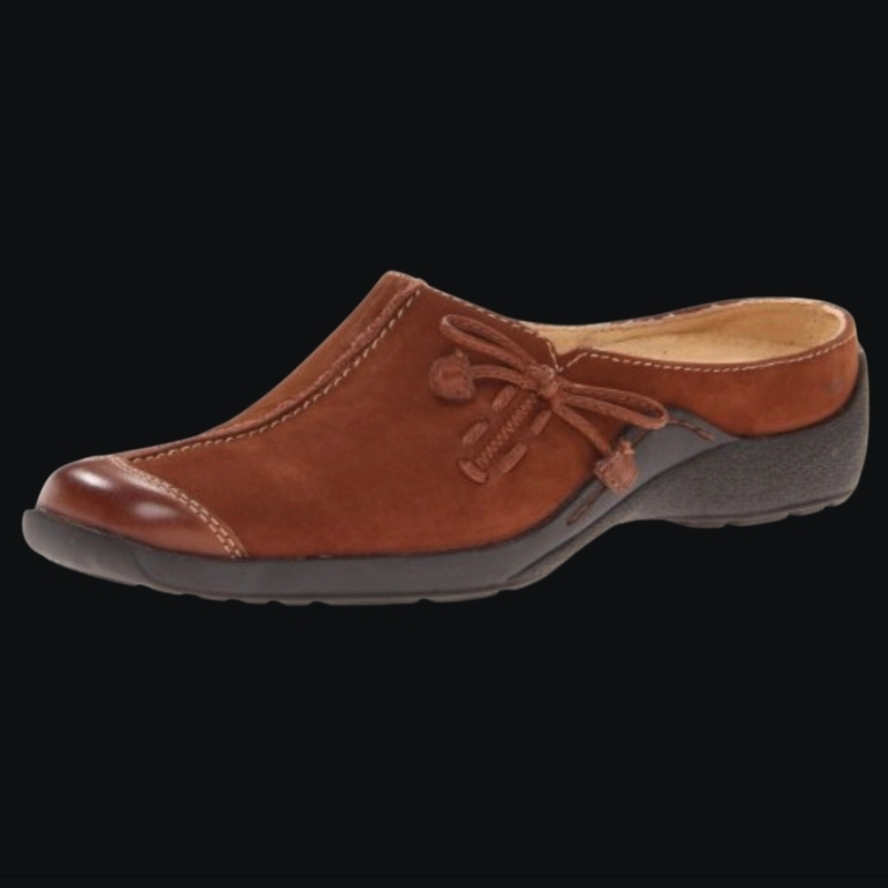 Naturalizer Fanner Brown Nubuck Suede Leather Slip-On Mules - Size 9N